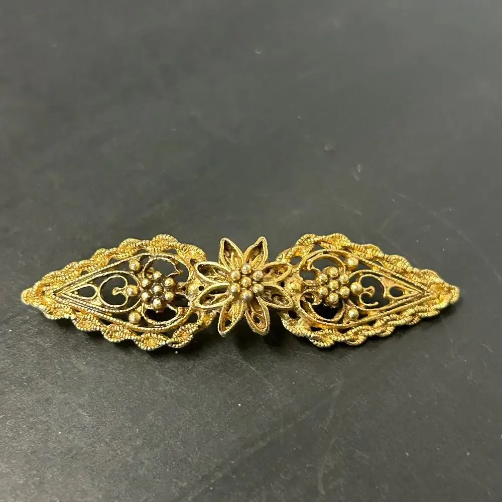 Vintage Art Deco Style‎ Gold Toned Filigree Brooch